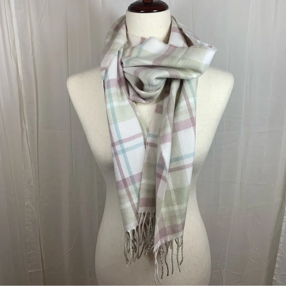 Unbranded Check Plaid Scarf Ivory‎ Light Blue Mauve Beige